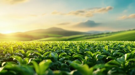 Wall Mural - A farm with crops thriving due to advanced weather forecasting technology