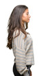 © Krakenimages.com - Young beautiful arab woman wearing winter sweater over isolated background looking to side, relax profile pose with natural face with confident smile.