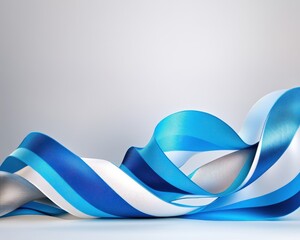 Poster - Abstract Blue and White Striped Wavy Lines Design