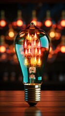 Wall Mural - light bulb on black background