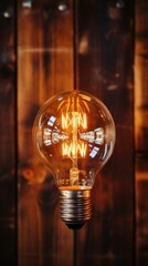 Wall Mural - light bulb on a wooden wall