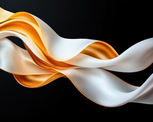 Poster - Abstract White and Gold Flowing Fabric on Black Background