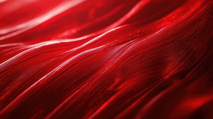 Wall Mural - A captivating close-up of flowing red fabric, showcasing its rich texture and vibrant color, perfect for artistic and design projects.