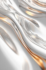 Poster - Abstract fluid metallic texture with swirls of silver and orange hues, creating a reflective and dynamic surface. Perfect for backgrounds and artistic designs.