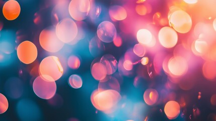 Poster - colorful bokeh lights create a dreamy atmosphere at an evening celebration with vibrant hues of blue