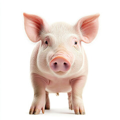 young cute piglet on isolated white background