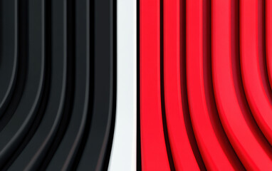 Poster - Abstract image of black, red, and white stripes in a modern, minimalist design, creating a dynamic and visually interesting pattern.