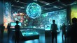 © AURA COLLECTIONS - A futuristic control room with holographic displays and digital interfaces.