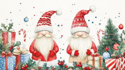 Sticker - Christmas Gnomes Watercolor.