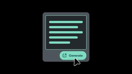 Fototapete - AI prompt placeholder animation. Generate button in motion. LLM assistant chat interface. Input prompt box. Artificial intelligence button click.  4K Mov Alpha Video