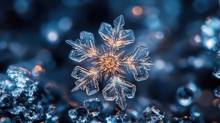 Poster - Intricate snowflake sparkling on a cold winter day