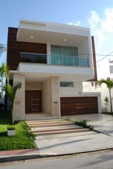 Modern Two Story Home With Stone And Wood Exterior