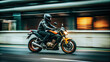 © Katewaree - Motorcycle speed safely on the city highway road, motorcycling, and high-speed action.
