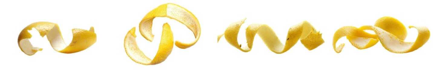 Poster - White background with lemon peel isolated on top. Healthy food.