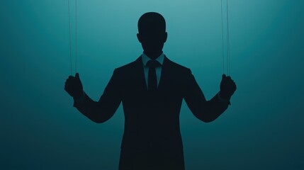 Wall Mural - A man in a suit is holding two strings