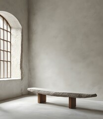 Stone Bench in Minimalist Interior