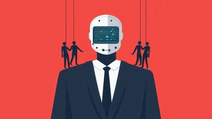 Wall Mural - A man in a suit with a robot head