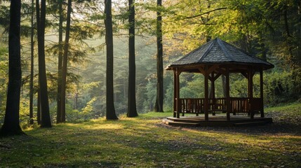 Wall Mural - Relax in forest gazebos.