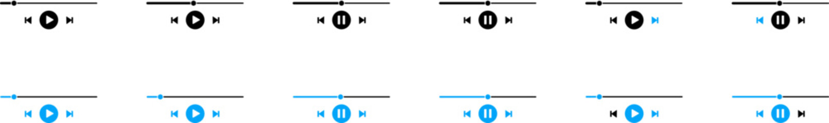 Poster - Music player control buttons set, music player control symbols