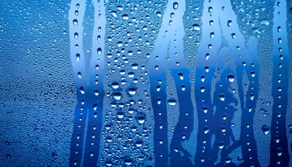 Water and raindrops on glass, Raindrops on blue glass background