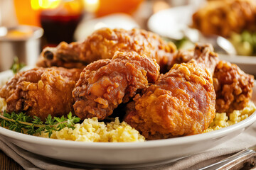 Wall Mural - Family Eating Fried Chicken