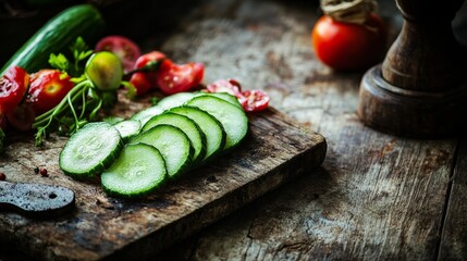 Wall Mural - Organic veggies on a vintage board