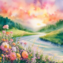 Wall Mural - Watercolor painting background namecard