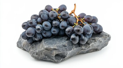 Wall Mural - Grapes on stone, isolated on white.