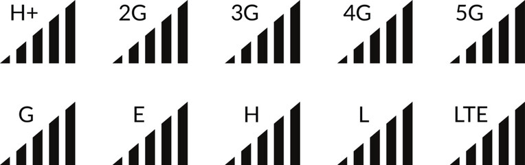 Poster - set of mobile network signal icon. phone internet signal indicator vector illustration.