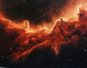 Wall Mural - Astrophotography of the Smoke Cloud Nebula in space, with stars, nebular light reflection, deep red and dark pink colors