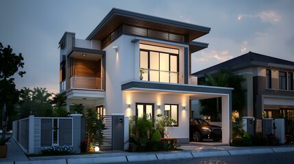 Modern Minimalist House Design with a Two Story Structure