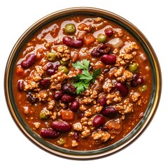 Wall Mural - Hearty chili con carne with beans and vegetables in a bowl