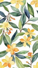 watercolor pattern  background Osmanthus