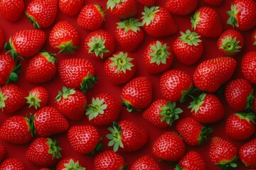 Wall Mural - Close-Up of Fresh Red Strawberries - Healthy Fruit