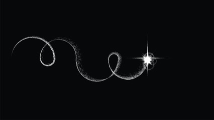 Wall Mural - magic star with dusty tail. space ship with curved trail in space. futuristic landscape, with noise 