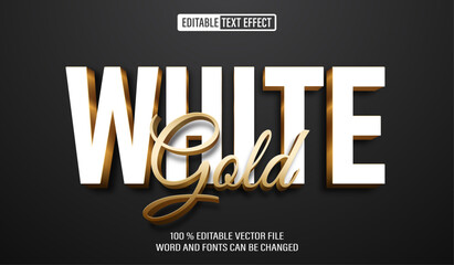 Leinwandbilder - Editable 3d text style effect - White Golden Premium Bold text effect Template