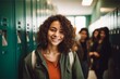 © Baba Images - Portrait of a smiling female high school student in hallway