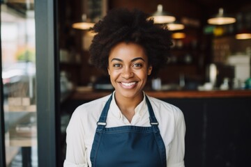 Wall Mural - Smiling portrait of a young female barista