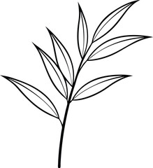 Wall Mural - Bamboo leaf line art icon, vector illustration on black and white. 