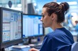 © CojanAI - Registered nurse reviews patient charts on a computer monitor at nursing station