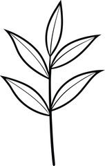 Wall Mural - Bamboo leaf line art icon, vector illustration on black and white. 