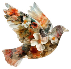 Poster - PNG Flower resin dove flying shaped accessories accessory pottery.