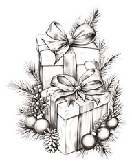 Poster - PNG Christmas drawing sketch gift.