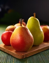 Wall Mural - Apples from farm to table, showcasing the natural beauty and taste of freshly picked, organic pears. Experience the essence of pure, sun-ripened sweetness with every vibrant, juicy bite