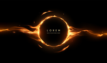 Wall Mural - fire ring on black background