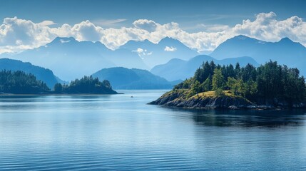 Wall Mural - Inlet, sea, isle, peaks in British Columbia.