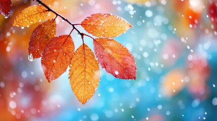 Poster - A close up of a leaf on a tree branch