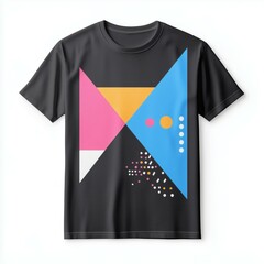 Wall Mural - Black T Shirt Mockup with Geometric Design