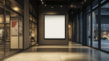 Wall Mural - A mockup of an empty, blank poster frame on the wall