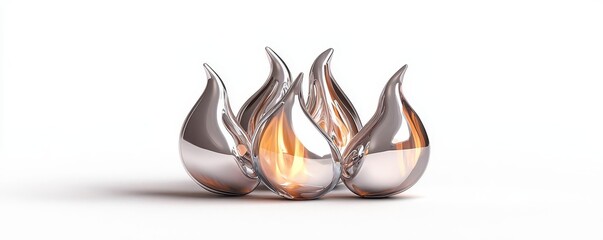 Stylish metallic flame sculptures enhancing any modern decor, symbolizing warmth and elegance in a contemporary setting.